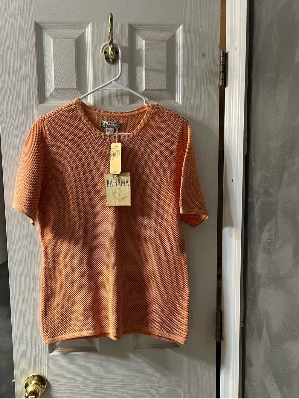 Tommy Bahama Orange Textured Knit 100% Cotton Top– Women’s Large – NWT